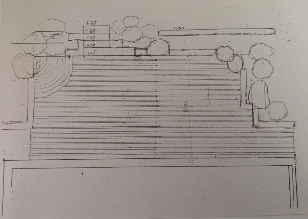 Planungsskizze für einen Terrassenbau